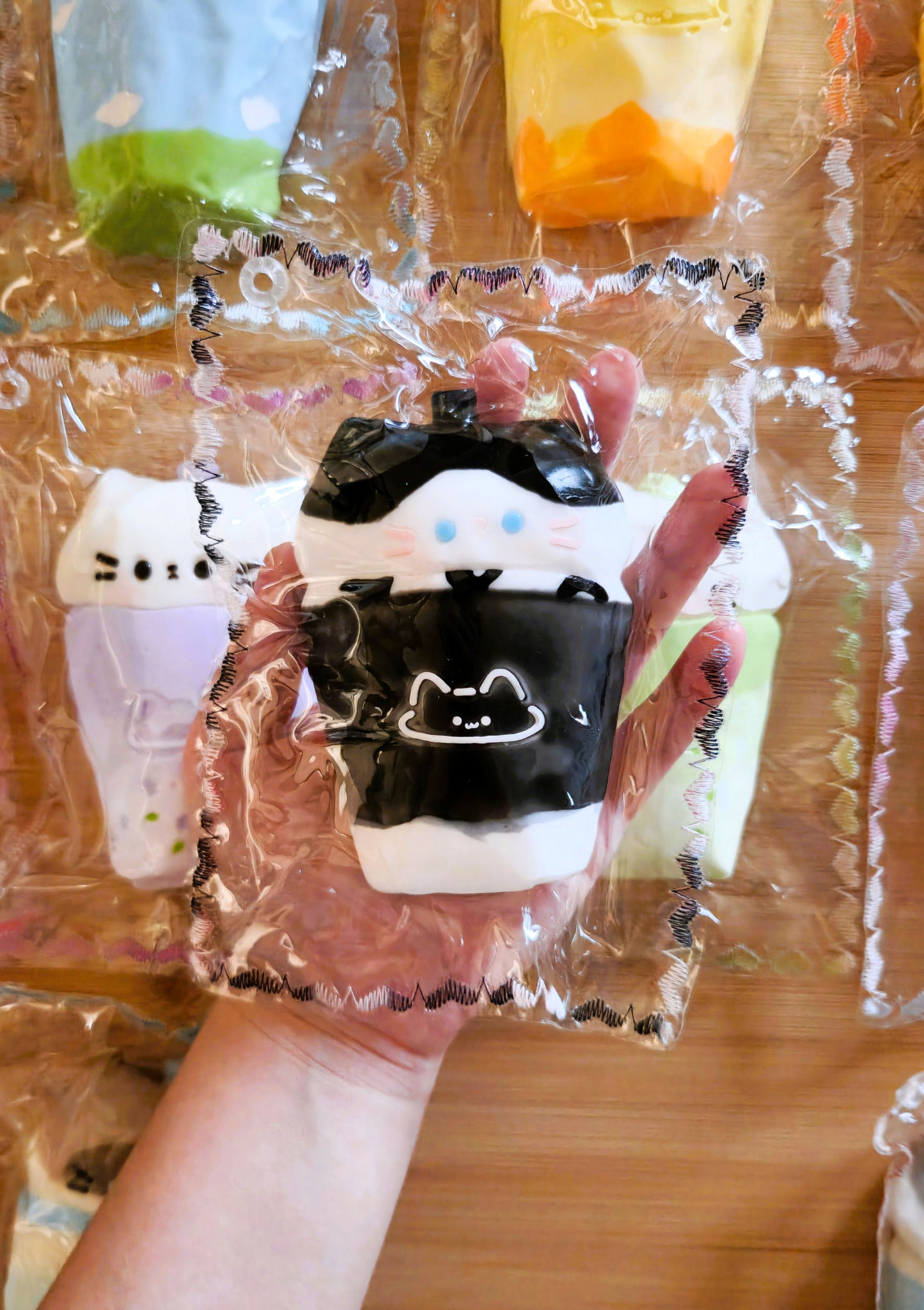 Black & White Boba Cat Squishy