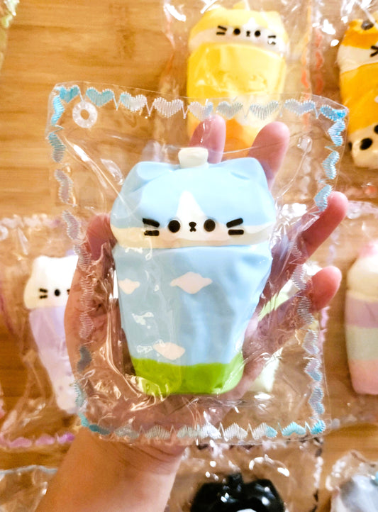 Blue Sky Boba Cat Squishy