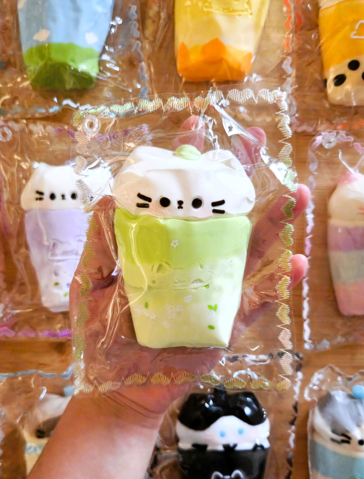 Green Leaf Boba Cat Squishy